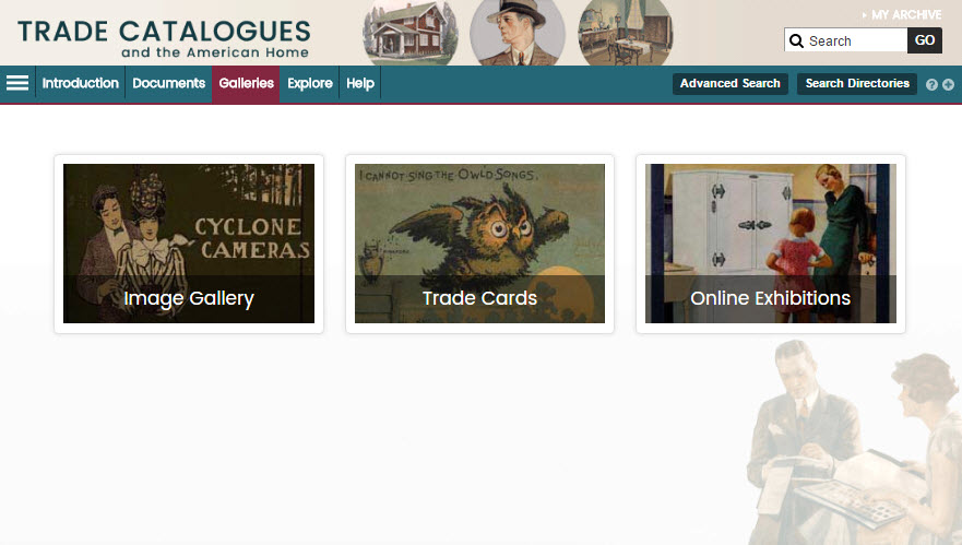 Screenshot showing the Galleries landing page.